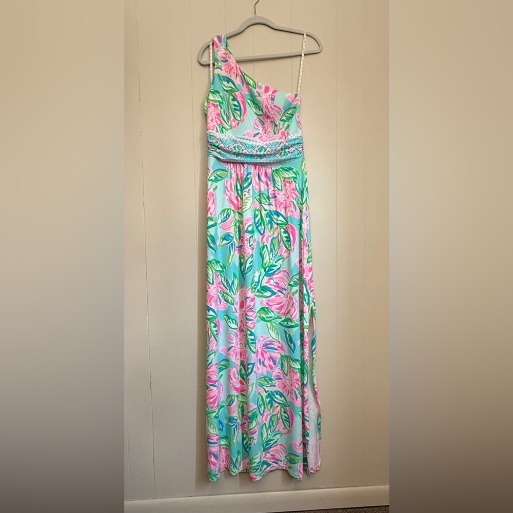 EUC Medium Lilly  Pulitzer Malia Asymmetric One Shoulder Maxi Dress